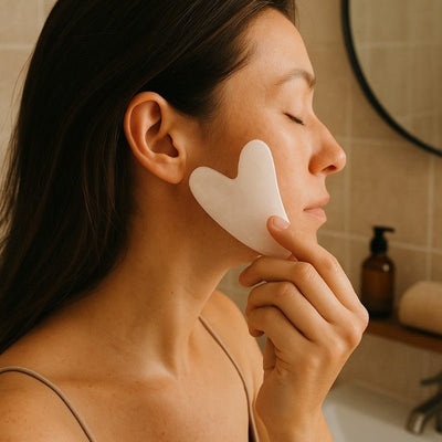 Gua Sha corazón cristal de roca Brasil A 80mm