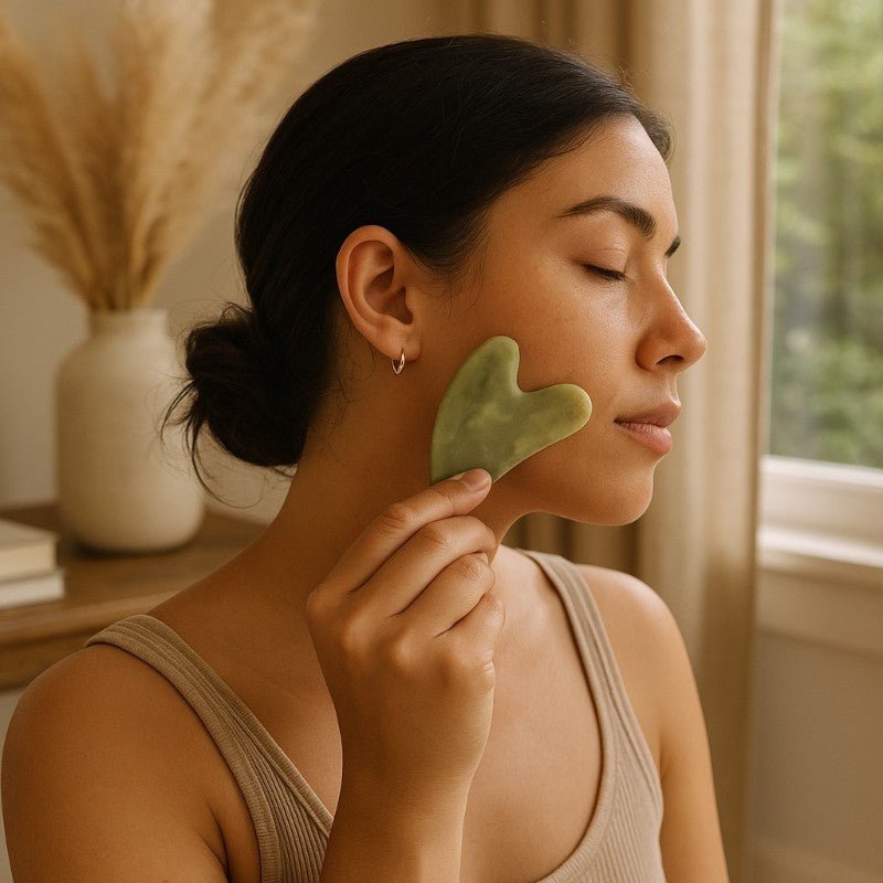 Gua Sha coeur jade néphrite Canada A 80mm - La Boite à Cailloux