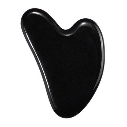 Gua Sha coeur obsidienne noire Mexique A 80mm - La Boite à Cailloux