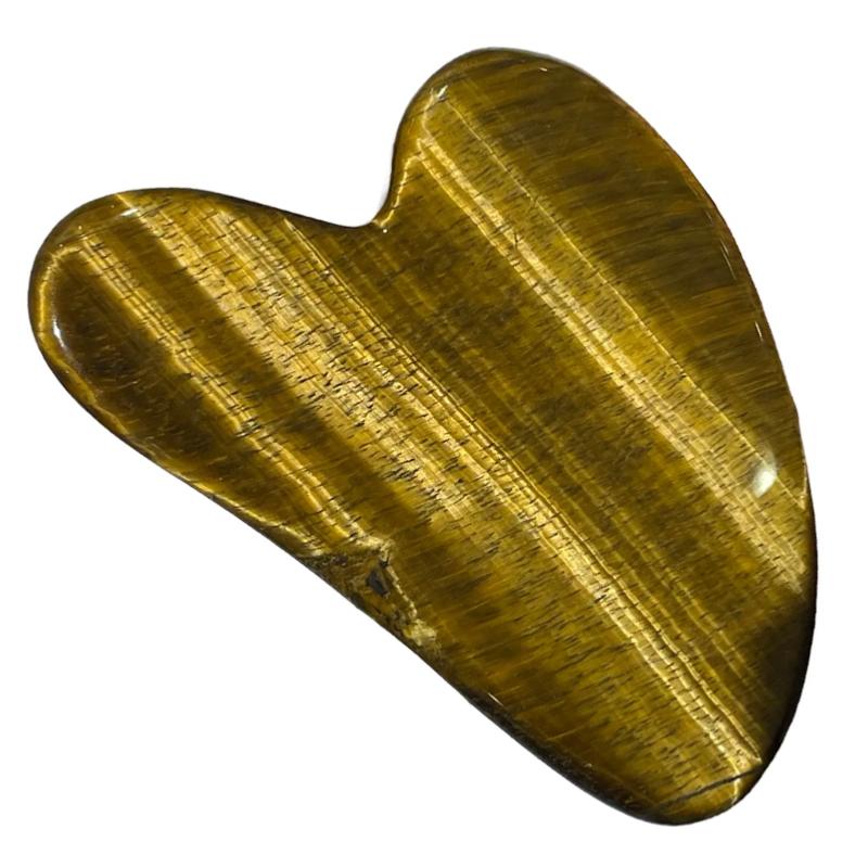 Gua Sha coeur oeil de tigre Afrique du Sud A 80mm - La Boite à Cailloux