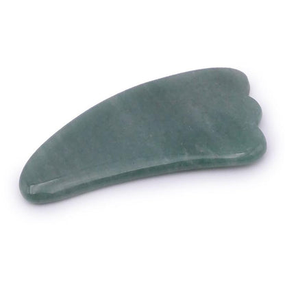 Gua Sha plume aventurine verte Brésil A 110mm - La Boite à Cailloux