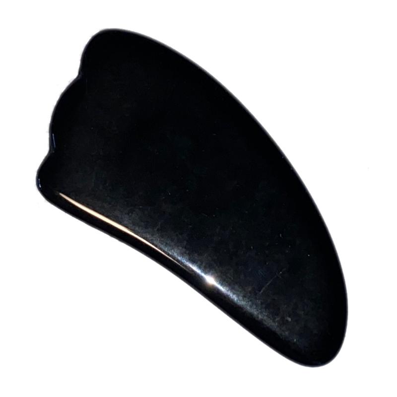 Gua Sha plume obsidienne noire Mexique A 100mm - La Boite à Cailloux