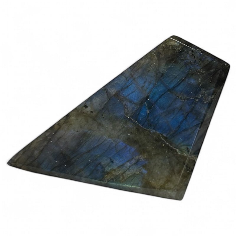 Labradorite taillée polie toutes faces Madagascar AA - 148g - La Boite à Cailloux