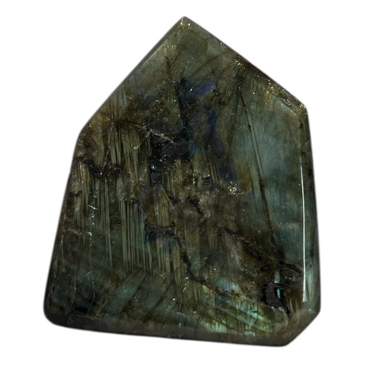 Labradorite taillée polie toutes faces Madagascar AA - 239g - La Boite à Cailloux