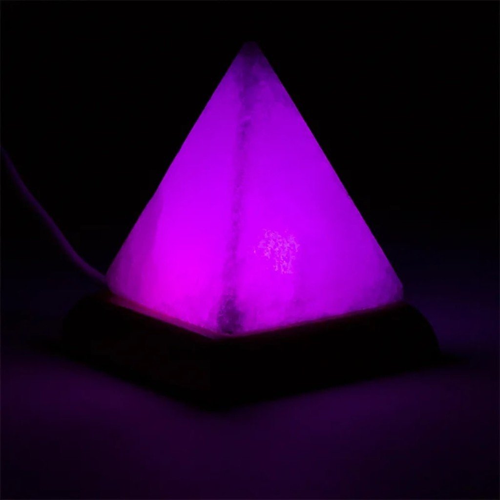 Lampe de sel Himalaya naturel pyramide USB LED 9cm - La Boite à Cailloux