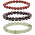 Lot 3 bracelets Bien - être: Jaspe rouge, Grenat rouge almandin, Jade de Chine (boules 7 - 8mm) - La Boite à Cailloux