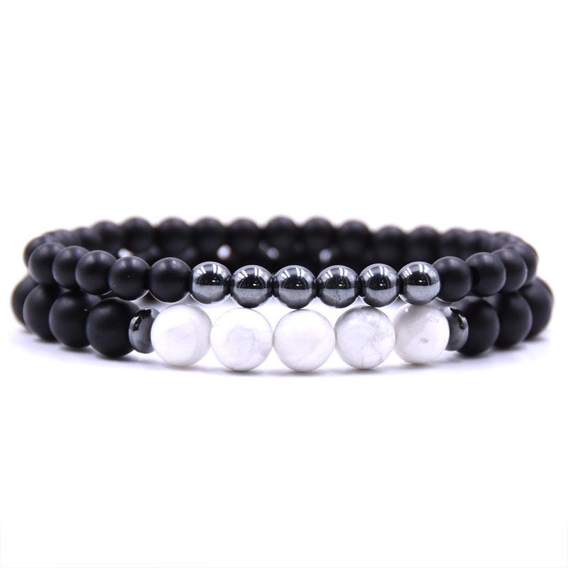 Lot de 2 bracelets onyx dépoli_Hématite - La Boite à Cailloux