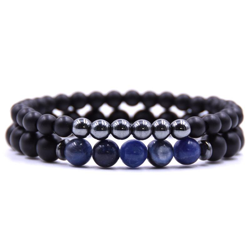 Lot de 2 bracelets onyx dépoli_Hématite - La Boite à Cailloux