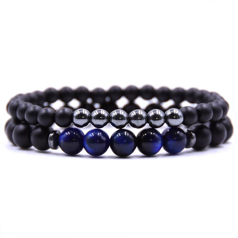 Lot de 2 bracelets onyx dépoli_Hématite - La Boite à Cailloux