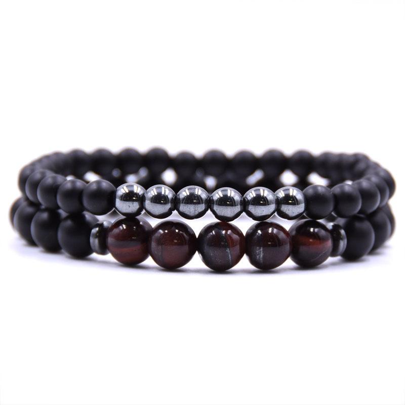 Lot de 2 bracelets onyx dépoli_Hématite - La Boite à Cailloux