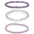 Lot de 3 bracelets Amour / Amitié : améthyste, cristal de roche, quartz rose (boules 3 - 4mm) - La Boite à Cailloux