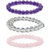 Lot de 3 bracelets Amour / Amitié : Améthyste, Cristal de roche, Quartz rose (boules 7 - 8mm) - La Boite à Cailloux