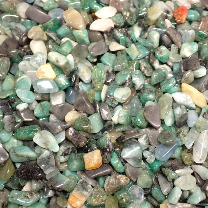 Lot emeraude Brésil AB (mini - pierre roulée XS) - 100g - La Boite à Cailloux