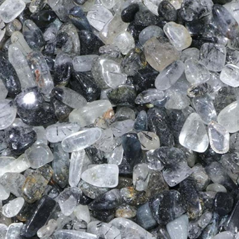 Lot quartz inclusion de tourmaline Brésil AA (mini - pierre roulée XS) - 100g - La Boite à Cailloux