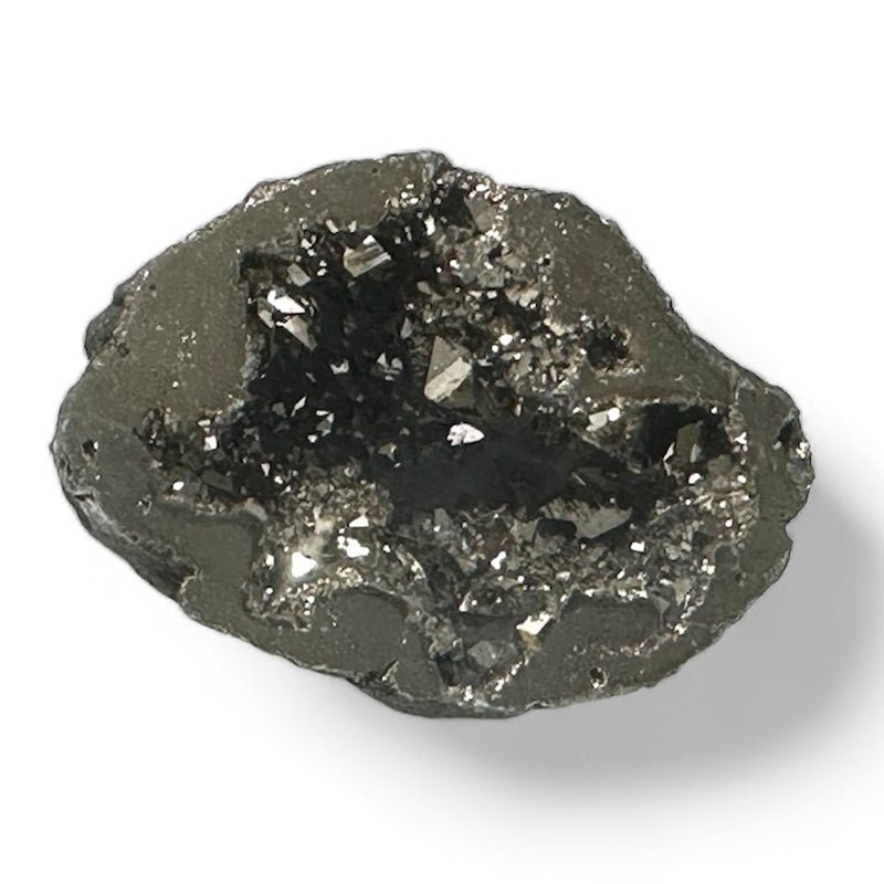 Mini géode Quartz vaporisé argenté Maroc A - La Boite à Cailloux