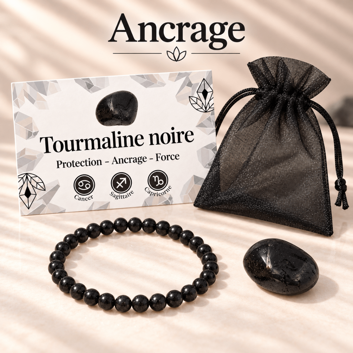 Pack "Ancrage" – Tourmaline noire Brésil A - La Boite à Cailloux