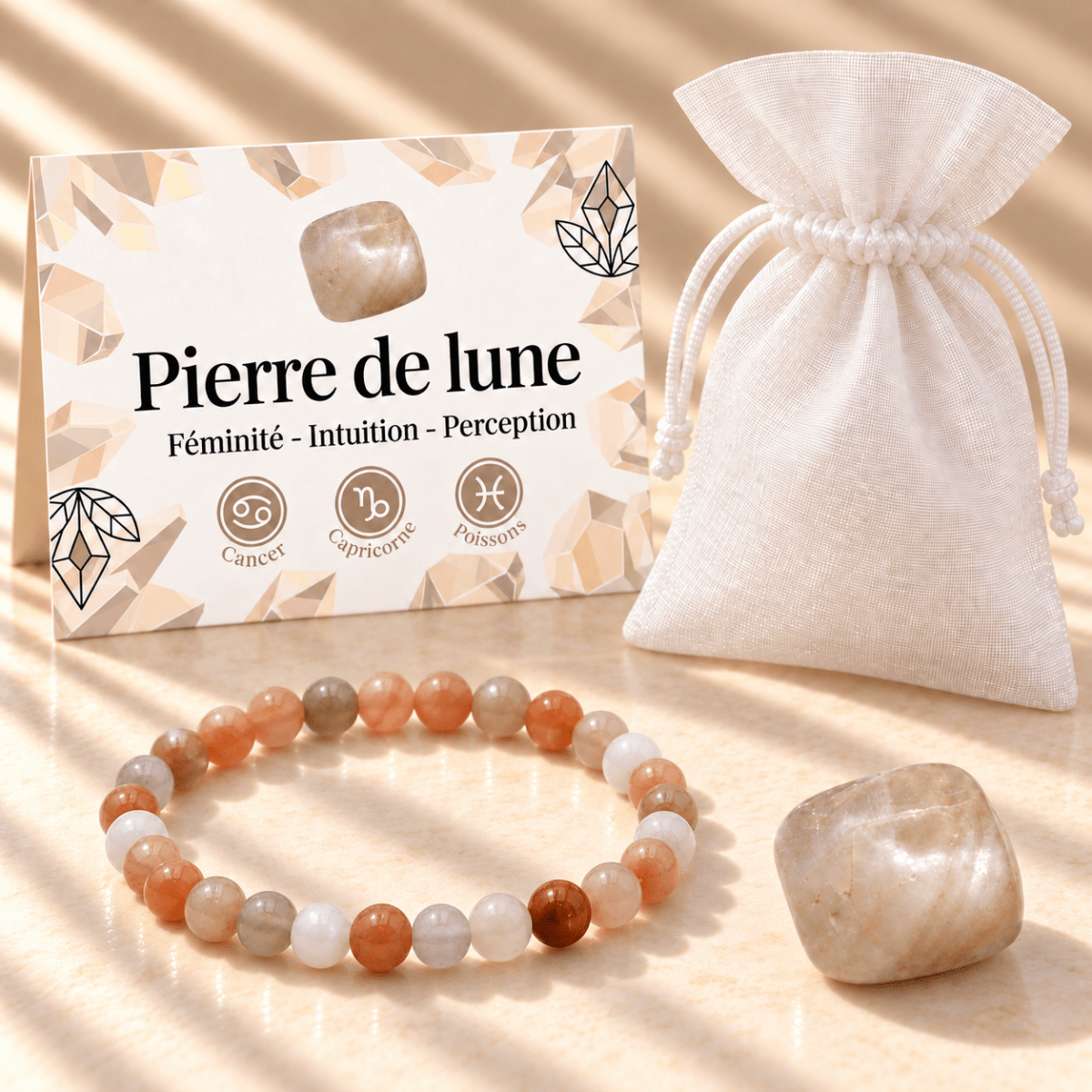 Pack « Douceur de lune » Pierre de lune - La Boite à Cailloux