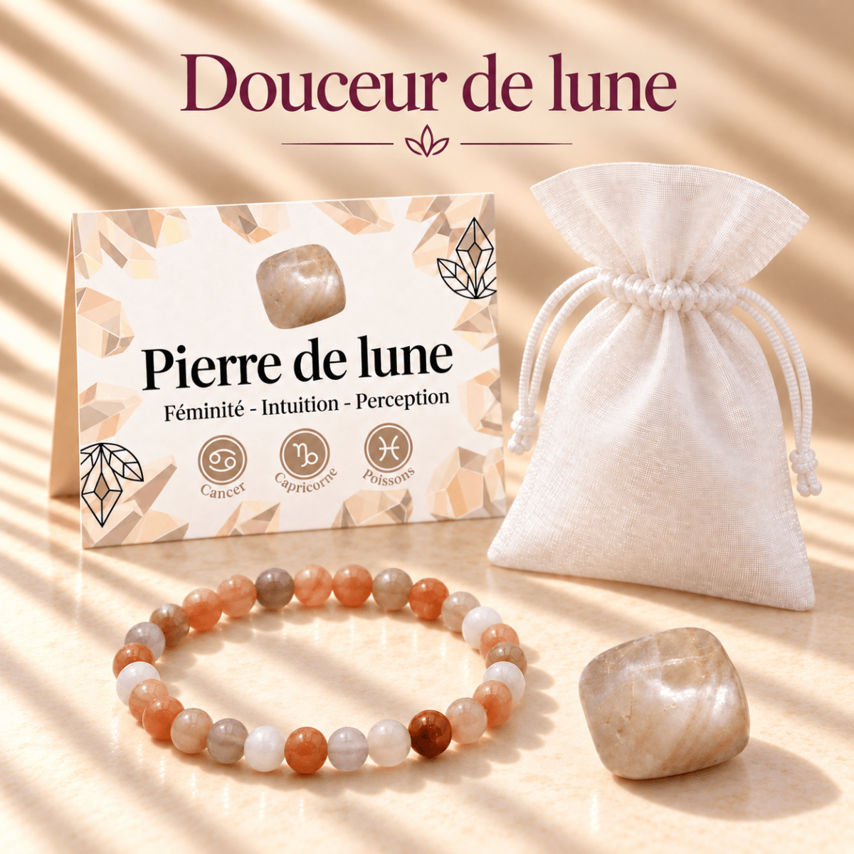 Pack « Douceur de lune » Pierre de lune Inde AA - La Boite à Cailloux
