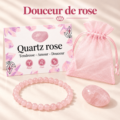 Pack "Douceur de rose" Quartz rose Brésil A - La Boite à Cailloux