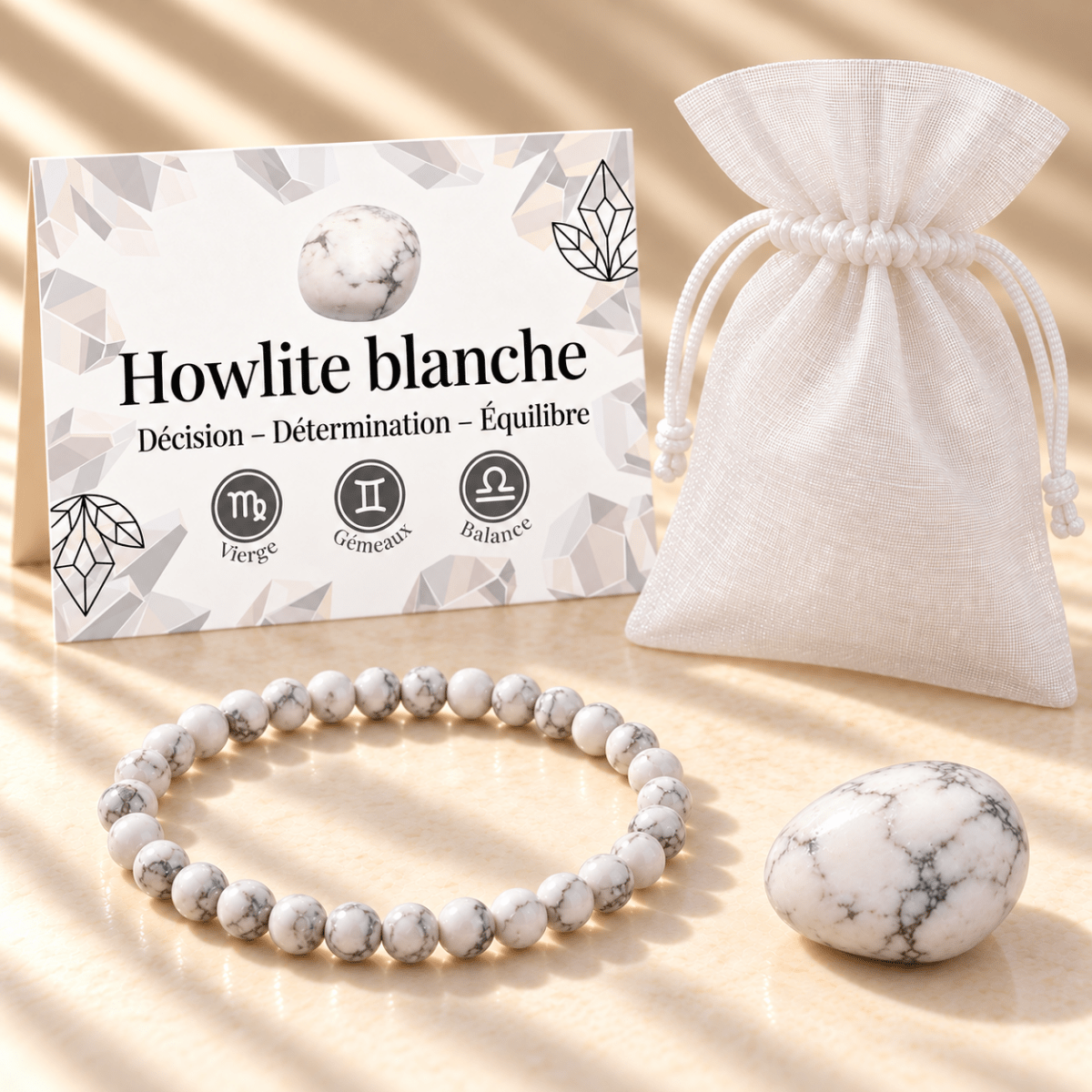 Pack "Douceur minérale" Howlite - La Boite à Cailloux