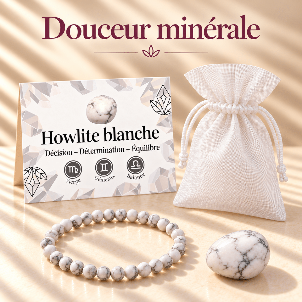 Pack "Douceur minérale" Howlite Zimbabwe A - La Boite à Cailloux