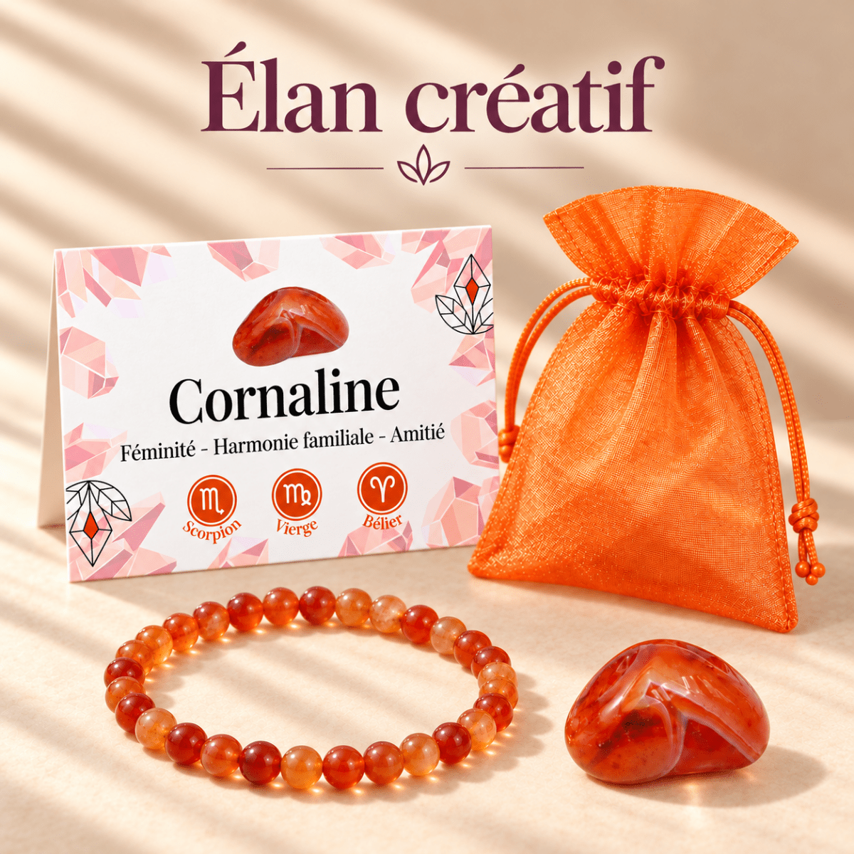 Pack "Elan créatif" Cornaline Brésil A - La Boite à Cailloux