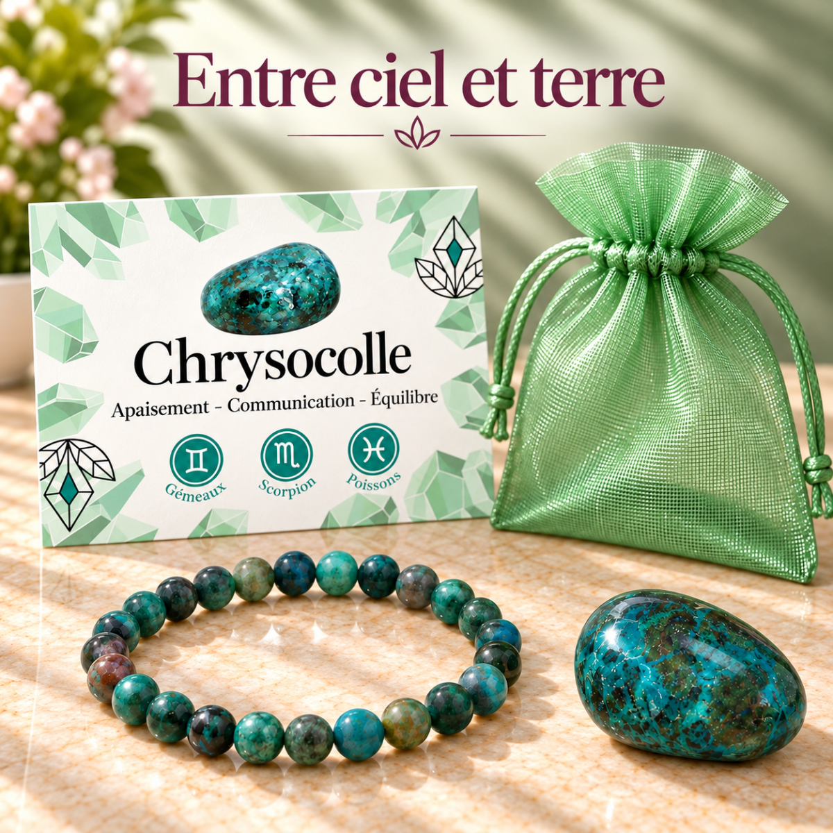 Pack "Entre ciel et terre" Chrysocolle Pérou AA - La Boite à Cailloux