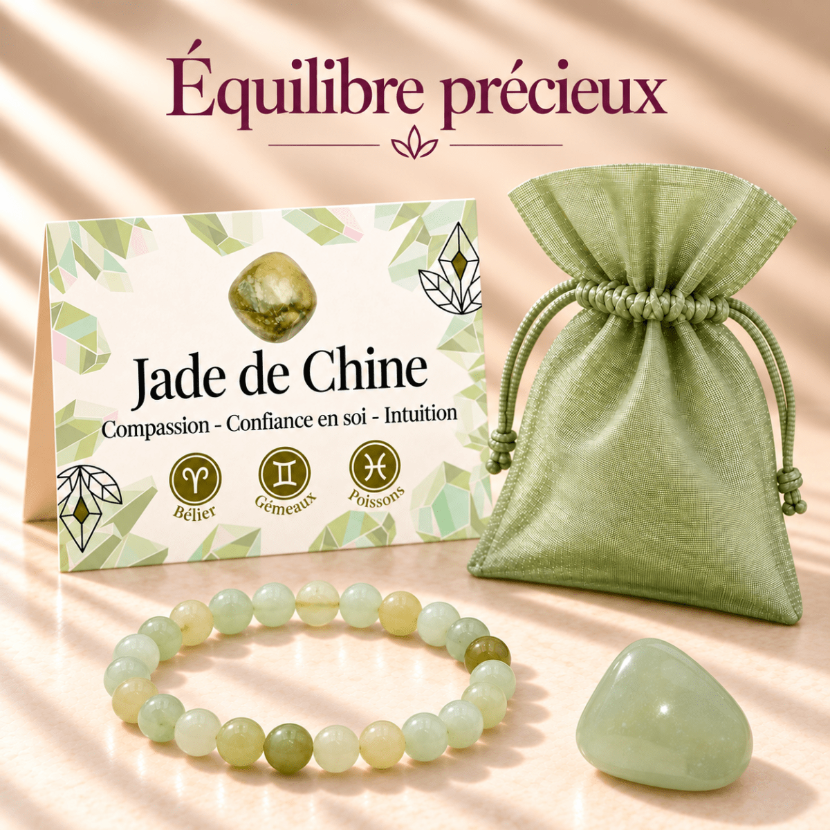 Pack "Équilibre précieux" Jade de Chine A - La Boite à Cailloux