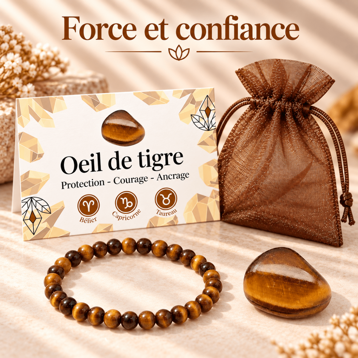 Pack "Force et confiance" Œil de tigre Afrique du Sud A - La Boite à Cailloux