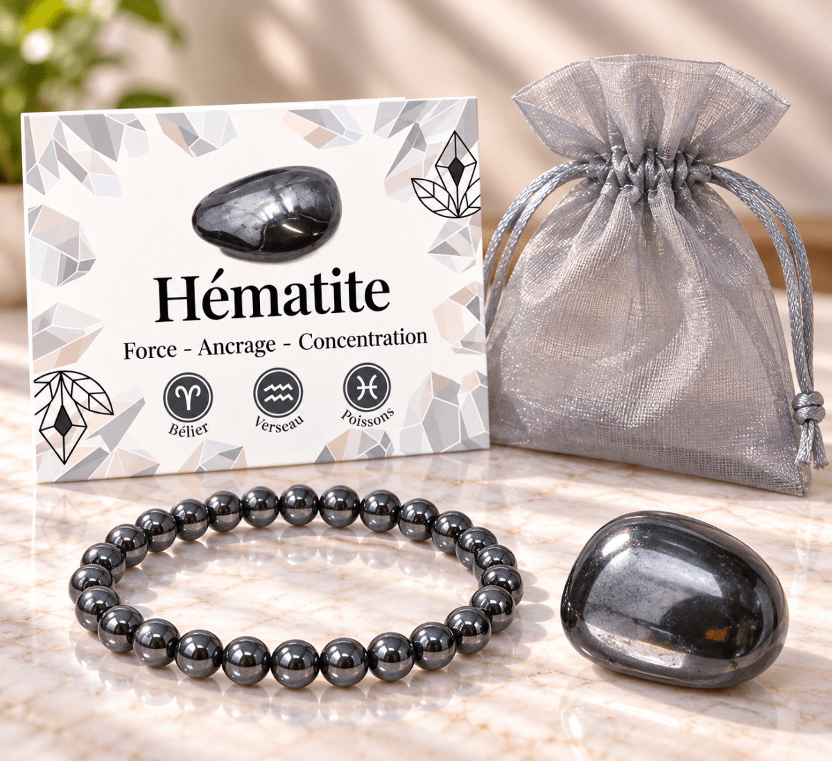 Pack "Force tranquille" Hématite Chine A - La Boite à Cailloux