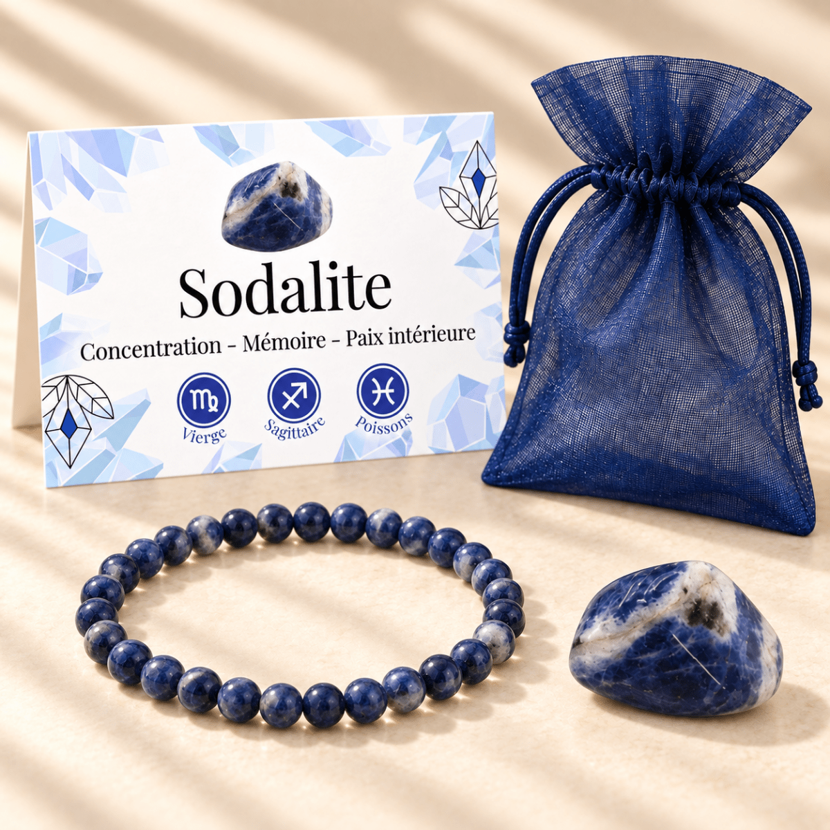 Pack "Harmonie intérieure" Sodalite - La Boite à Cailloux