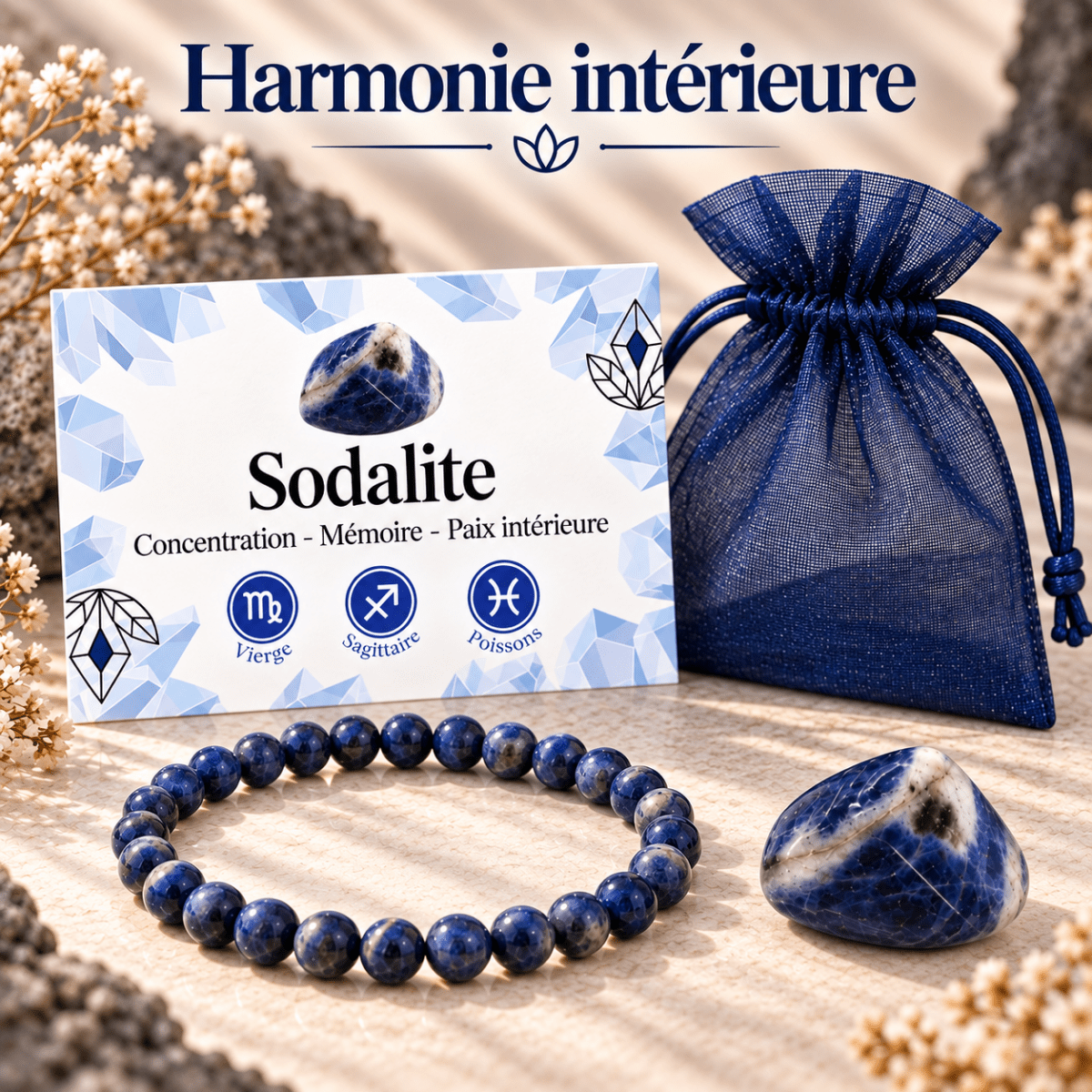 Pack "Harmonie intérieure" Sodalite Brésil A - La Boite à Cailloux