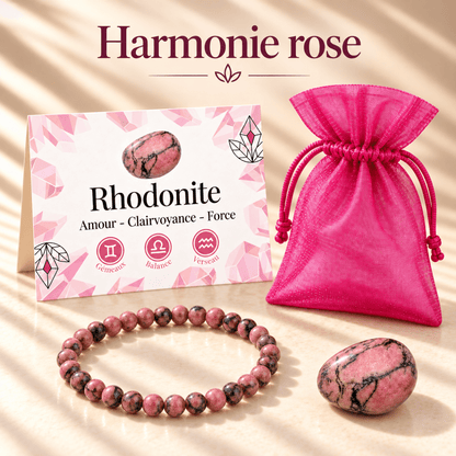 Pack « Harmonie rose » Rhodonite Madagascar A - La Boite à Cailloux