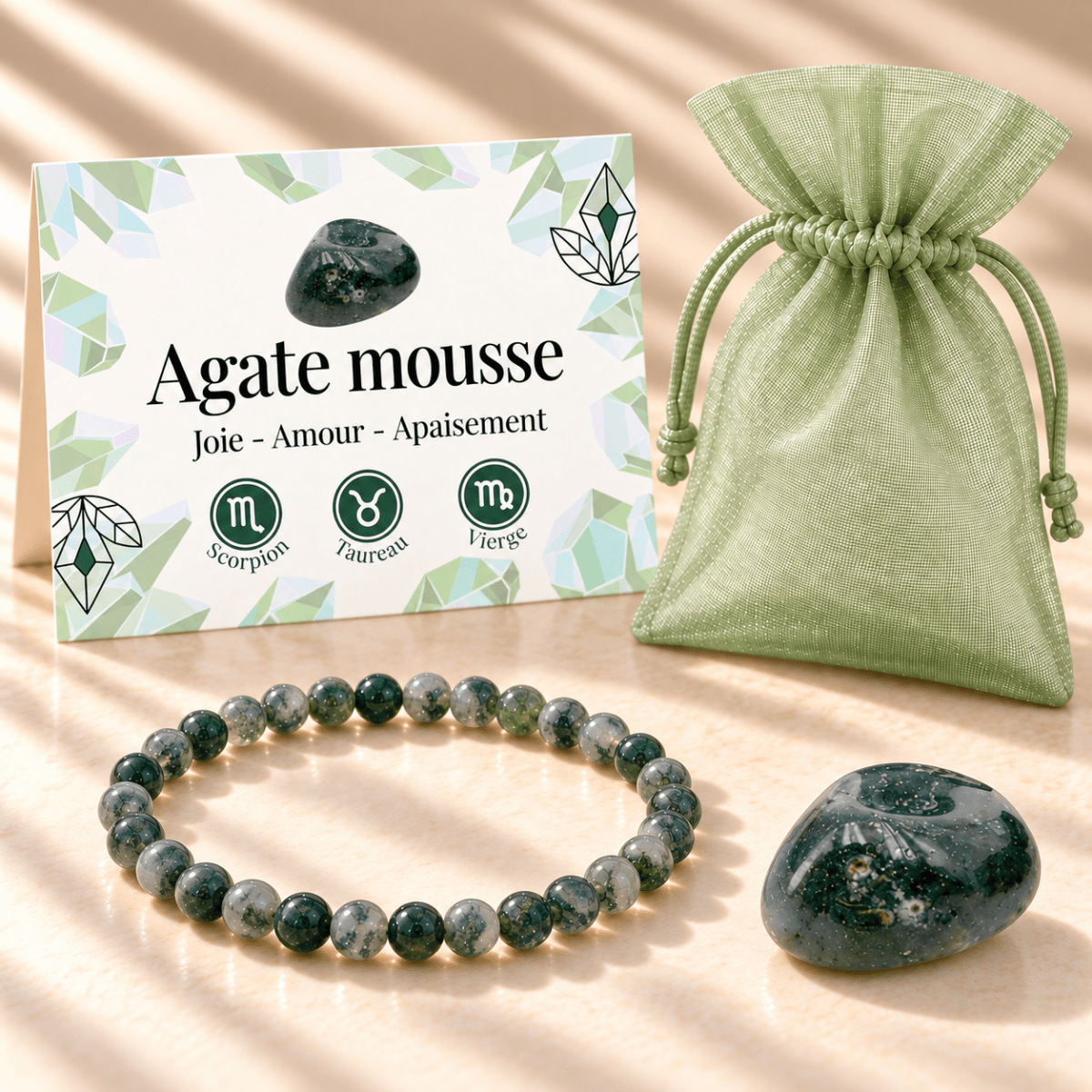 Pack "Jardin intérieur" Agate mousse - La Boite à Cailloux