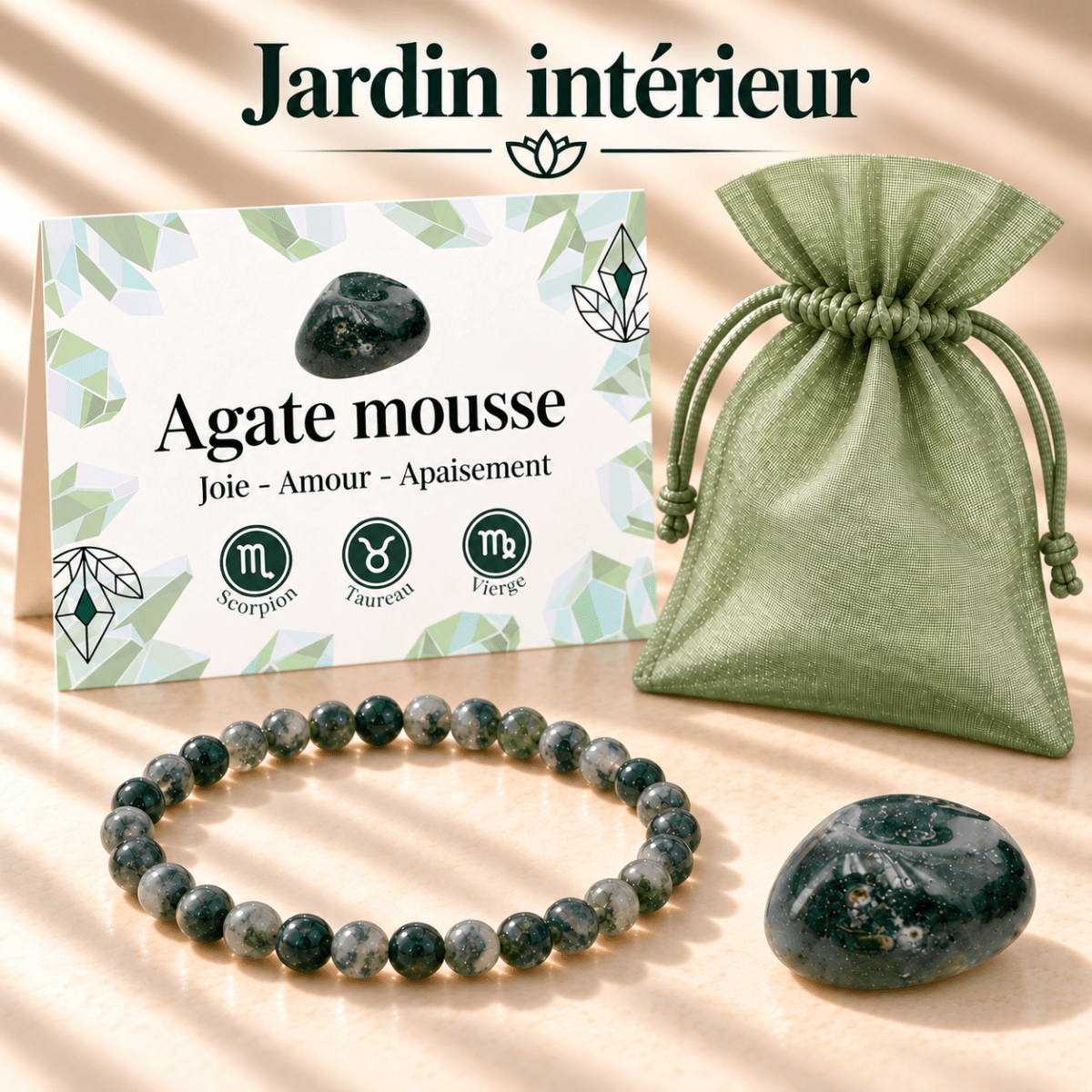 Pack "Jardin intérieur" Agate mousse Brésil A - La Boite à Cailloux