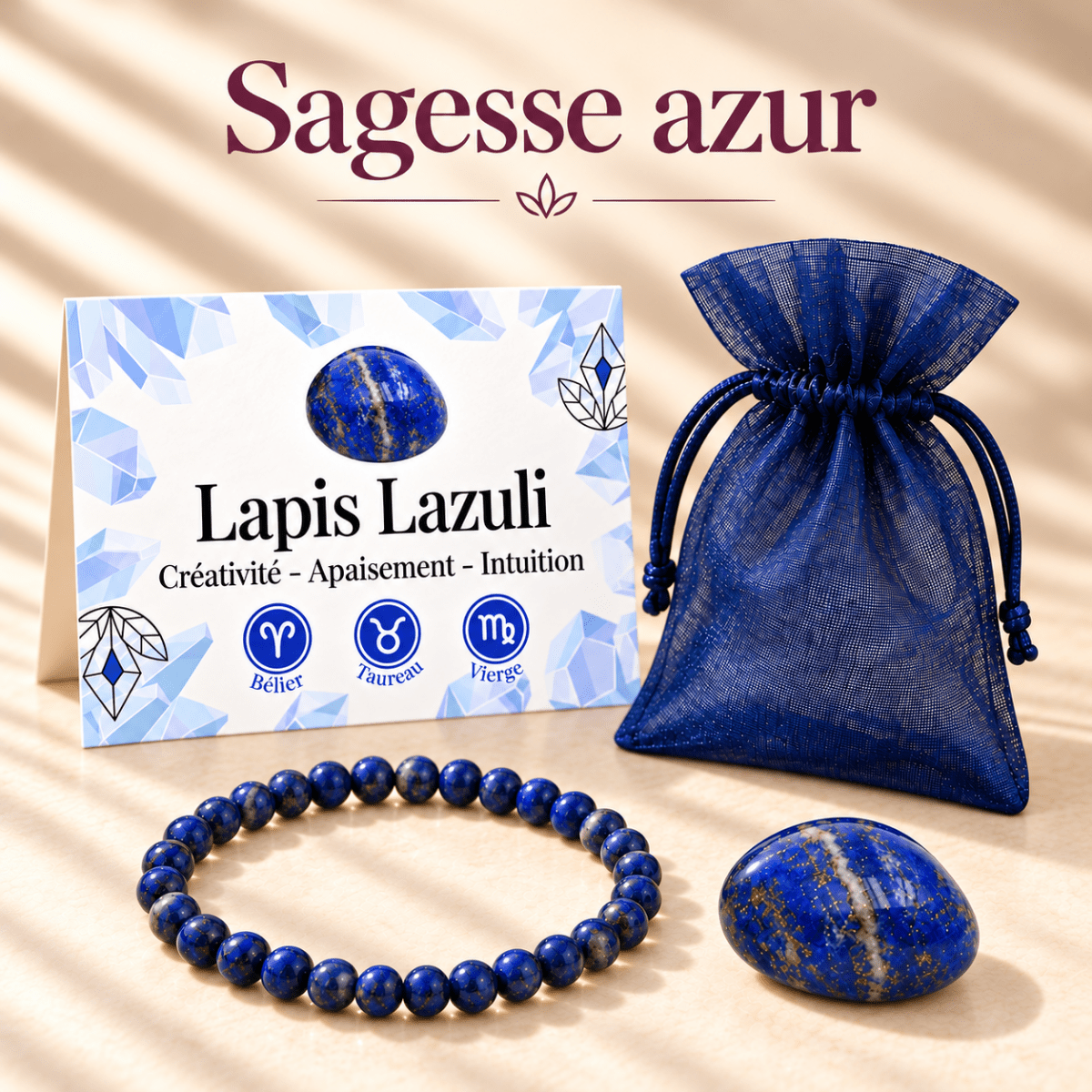 Pack "Sagesse azur" Lapis-lazuli Afghanistan AA - La Boite à Cailloux