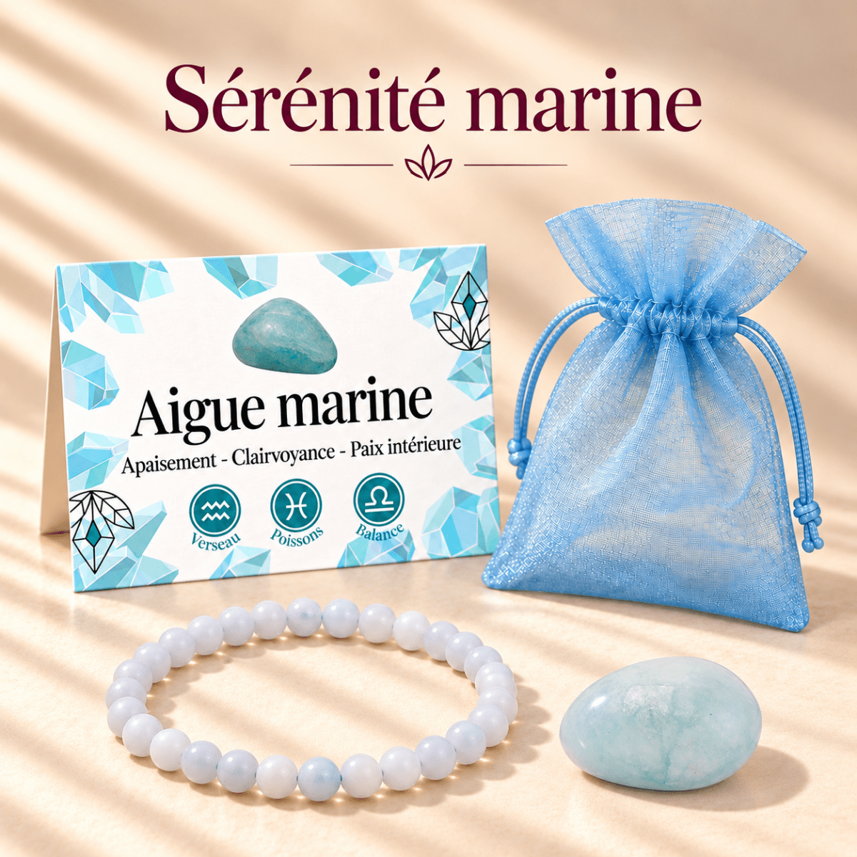 Pack "Sérénité marine" – Aigue-marine Brésil AA - La Boite à Cailloux