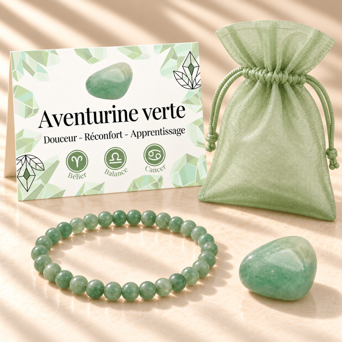 Pack "Souffle de nature" Aventurine verte - La Boite à Cailloux