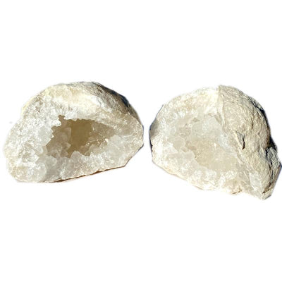 Pair of Morocco rock crystal geodes (size L) 80-120mm
