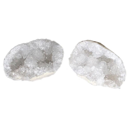 Paire de géodes de crIstal de roche Maroc (taille S) 50 - 80mm - La Boite à Cailloux