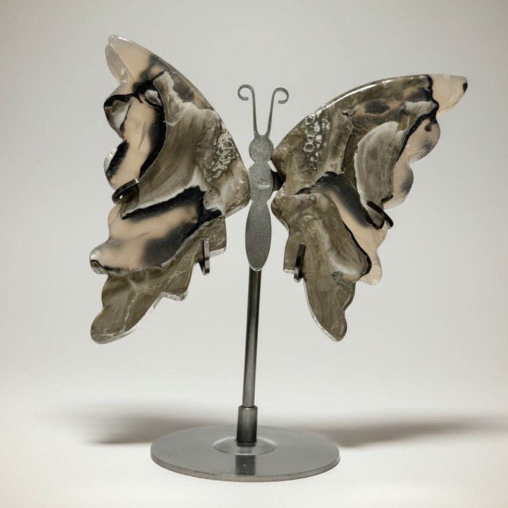 Papillon agate Brésil AA sur socle - La Boite à Cailloux