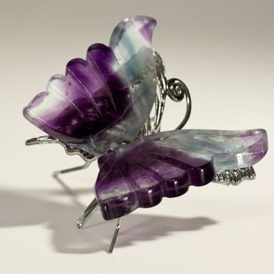 Brazilian grey agate butterfly AA on stand