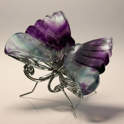 Brazilian grey agate butterfly AA on stand