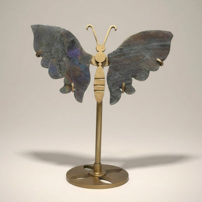 Brazilian grey agate butterfly AA on stand