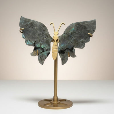 Brazilian grey agate butterfly AA on stand