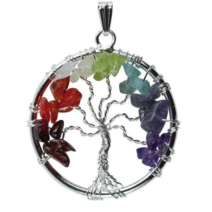 Pendentif 7 chakras "arbre de vie" - La Boite à Cailloux