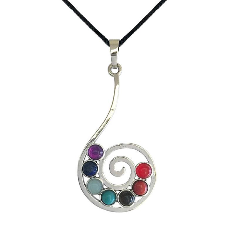 Pendentif 7 chakras + cordon - La Boite à Cailloux