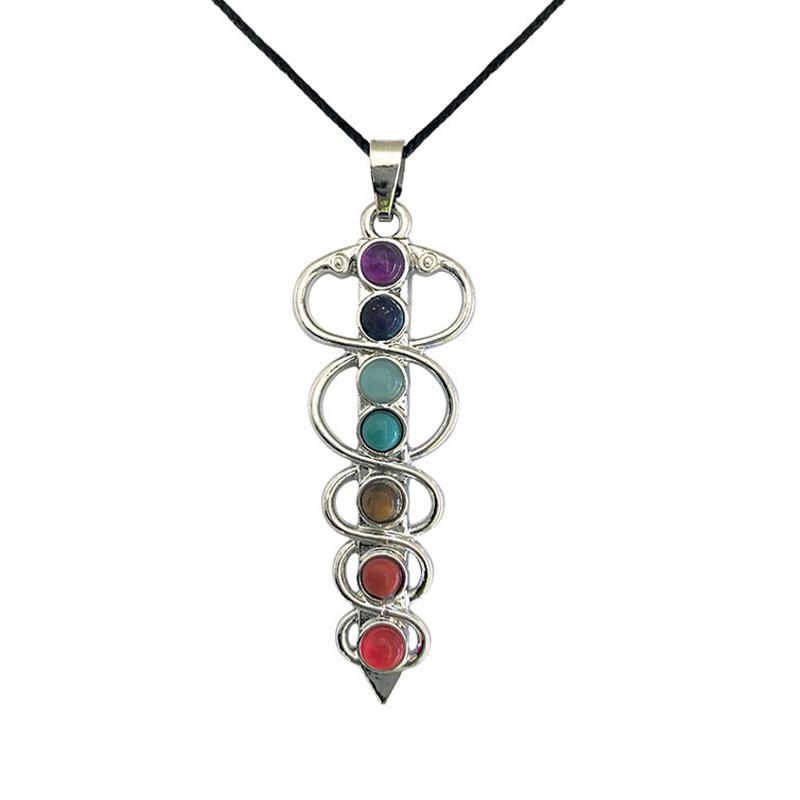 Pendentif 7 chakras + cordon - La Boite à Cailloux