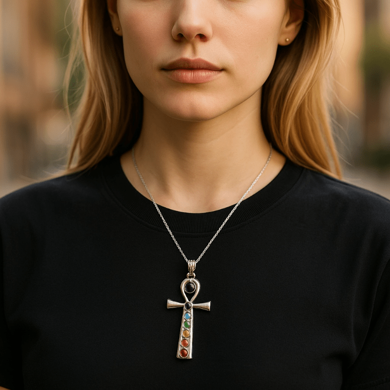 Pendentif 7 chakras croix - La Boite à Cailloux