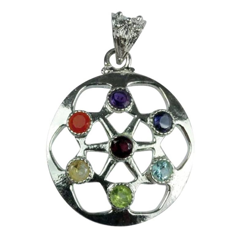 Pendentif 7 chakras roue - La Boite à Cailloux